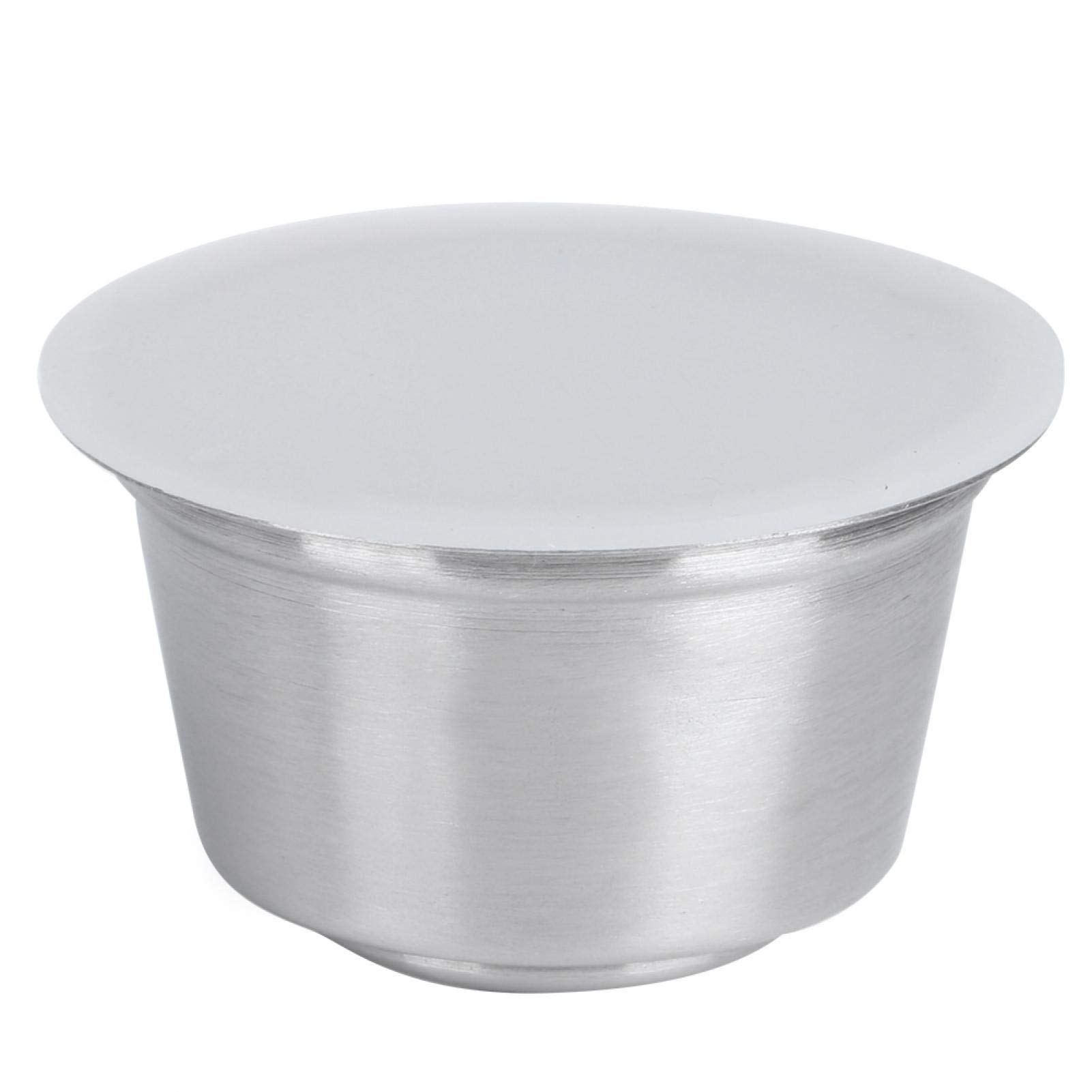 Oumefar Refillable Stainless Steel Coffee Capsule Pods with Silicone Lid - Reusable Coffee Filter Cup Compatible with Dolce Gusto Coffee Maker (White) - Perfect for Home, Office & Travel Use