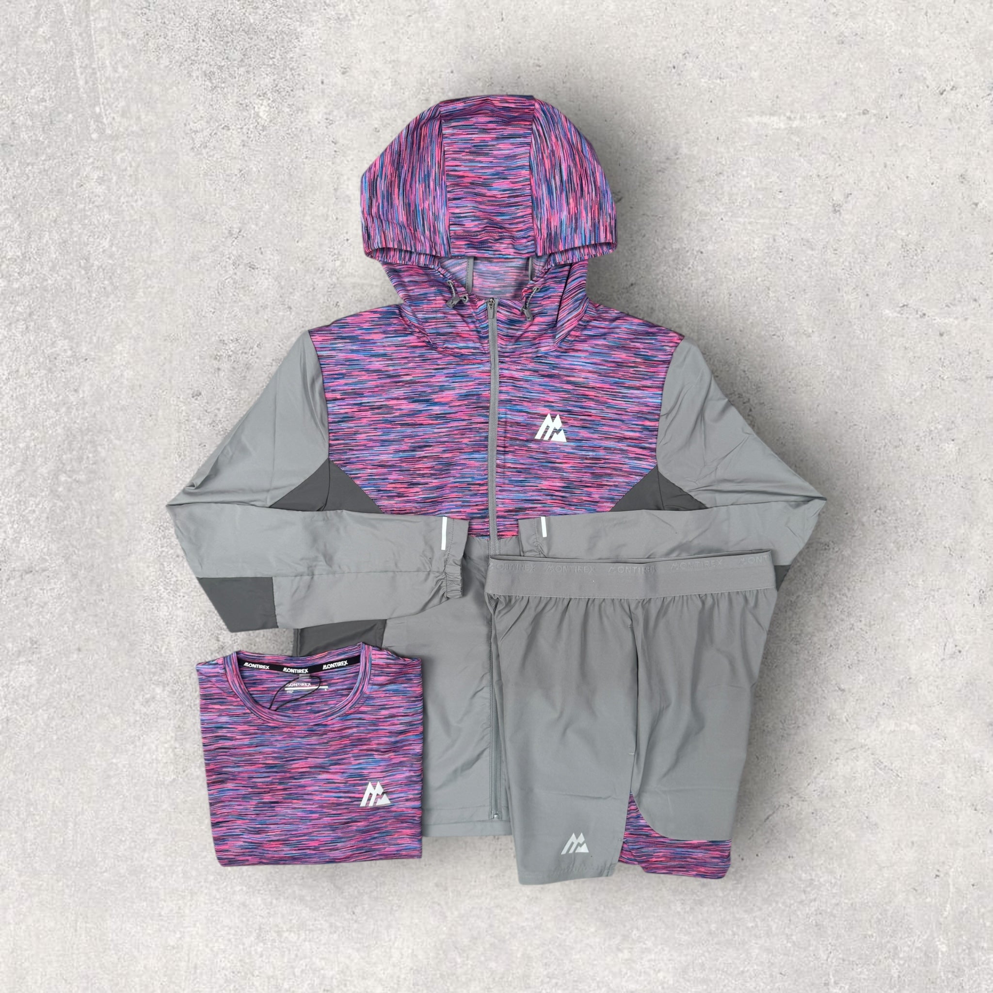 Montirex 3-Piece Jacket Set for Women - Pink & Purple Outerwear, Lightweight Windbreaker, Fashionable Spring/Fall Coat - Perfect for Outdoor Activities, Travel, and Daily Wear