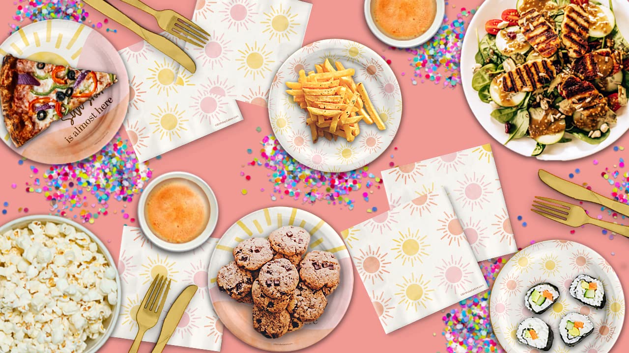 Little Ray of Sunshine Baby Shower Party Supplies Kit for 24 Guests - Gender Neutral Baby Shower Decorations with Plates, Cups, Napkins & More - Perfect for Coed Baby Showers, Gender Reveals & Nursery Celebrations