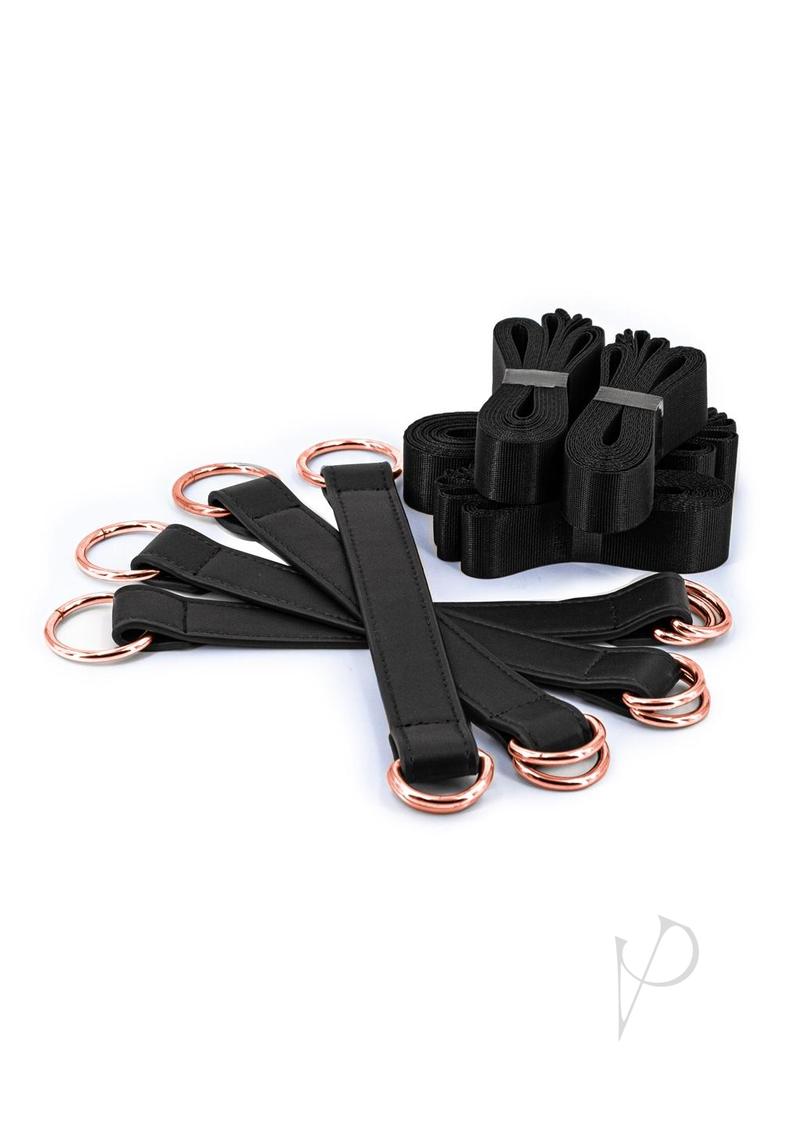 Premium PU Leather Bondage Restraints - Adjustable Tie Down Straps for BDSM, Bondage Play & Bedroom Use - Black