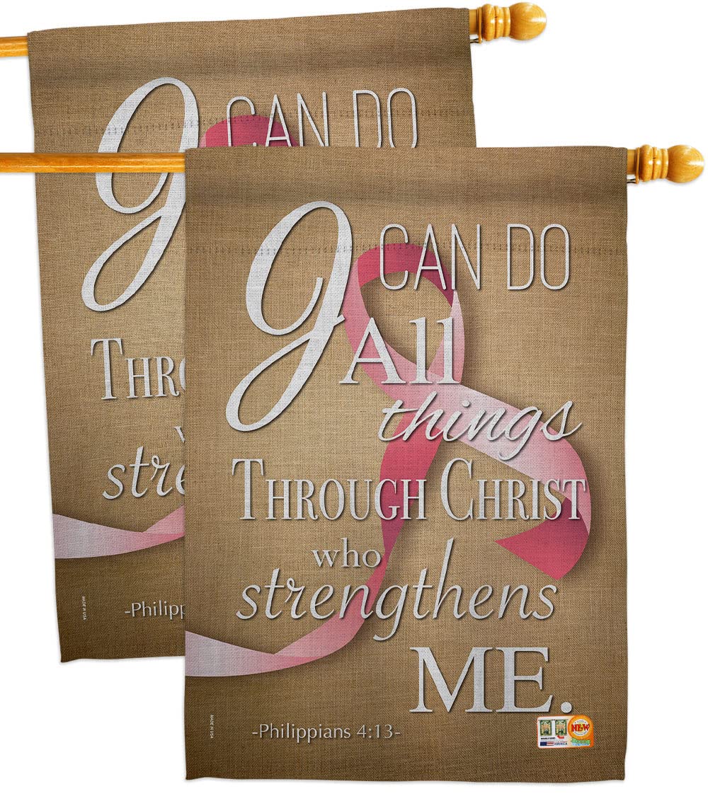 2 Pack Pink Ribbon House Flags - Inspirational Christian Garden Decor for Breast Cancer Awareness, Autism Support & BLM - Double-Sided 28x40 Inch Yard Banner for Survivors, Prevention & Hope