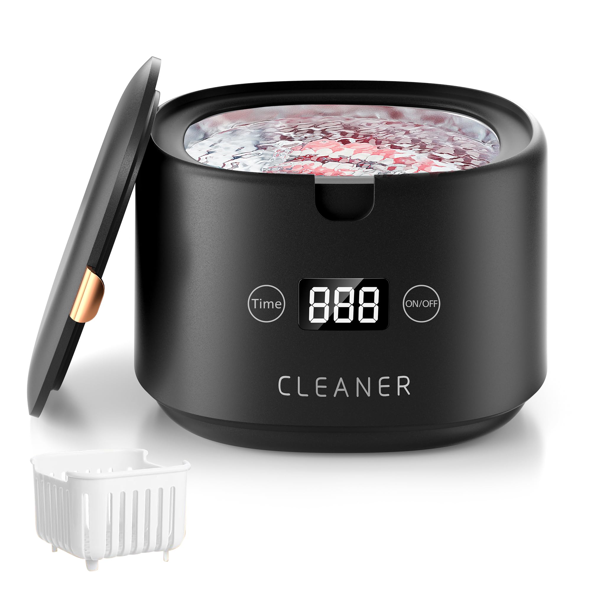 FTCIRA 30W Professional Ultrasonic Jewelry Cleaner - 45kHz 230ML Portable Denture & Jewelry Cleaning Machine for Retainers, Aligners, Braces, Mouth Guards, Razor Heads - Perfect for Travel & Home Dental Care