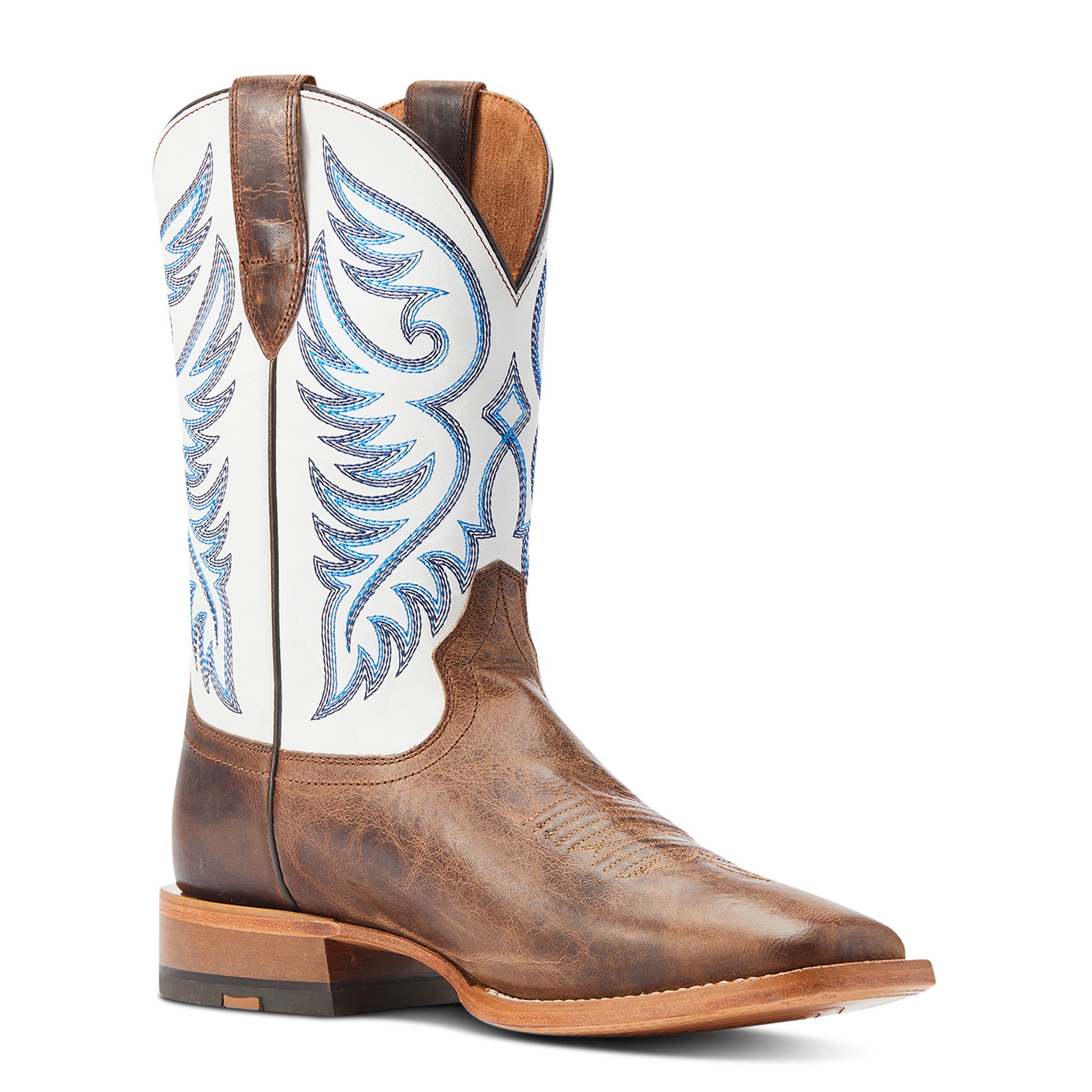 Ariat Men's Brown & Cream Wiley Square Toe Cowboy Boots - Durable Western Work Boots for Riding, Ranch Work & Outdoor Activities