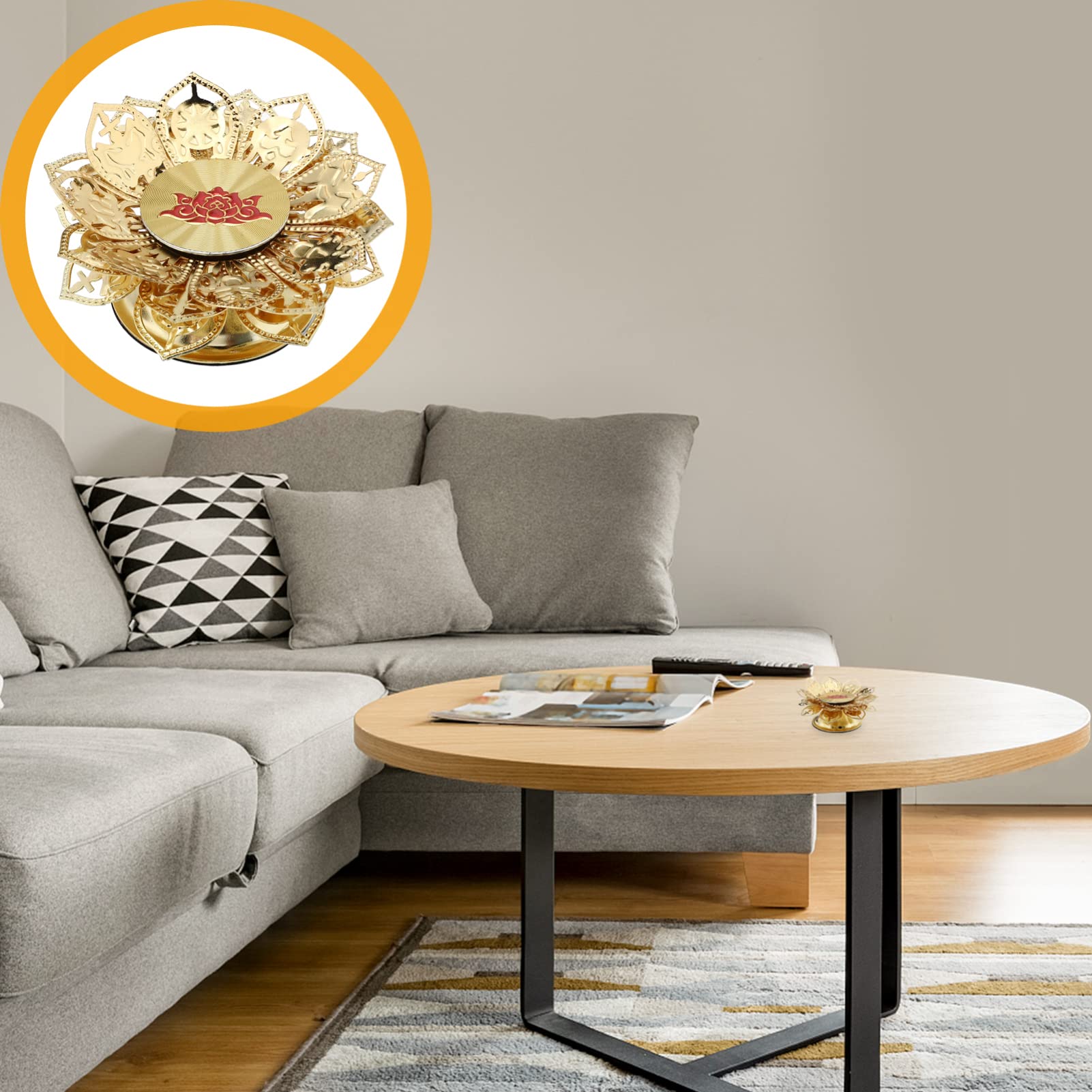 DOITOOL Golden Lotus Ghee Lamp Candle Holder - Antique Tealight Candle Stand for Buddhist Altar, Temple Decor, Meditation Space & Home Aromatherapy | Desktop Aroma Burner for Spiritual Practice & Relaxation