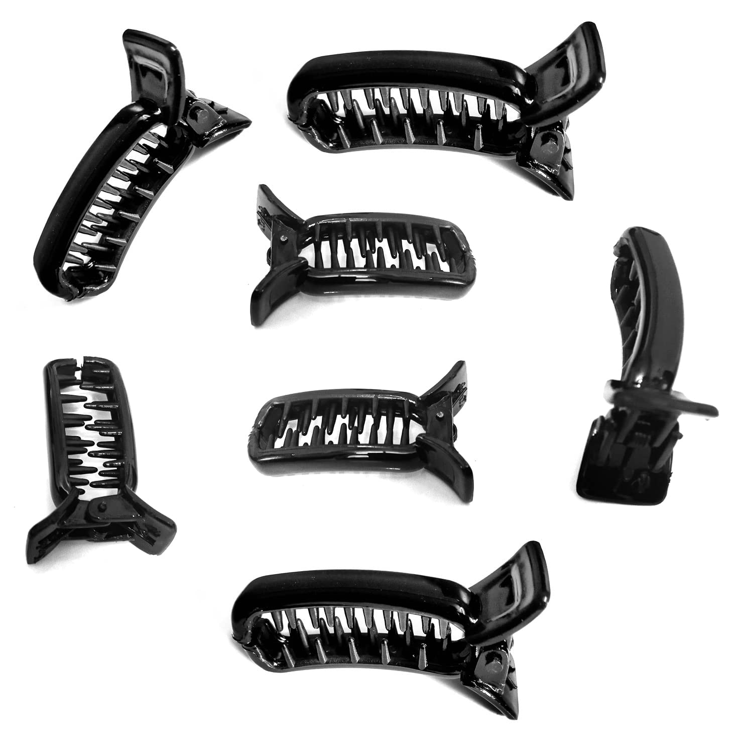 BHARATGAURAV Hair Clips for Women & Girls - 6 Pack Black Banana Hair Clutchers | Non-Slip Hair Accessories for School, Work, Parties & Everyday Use