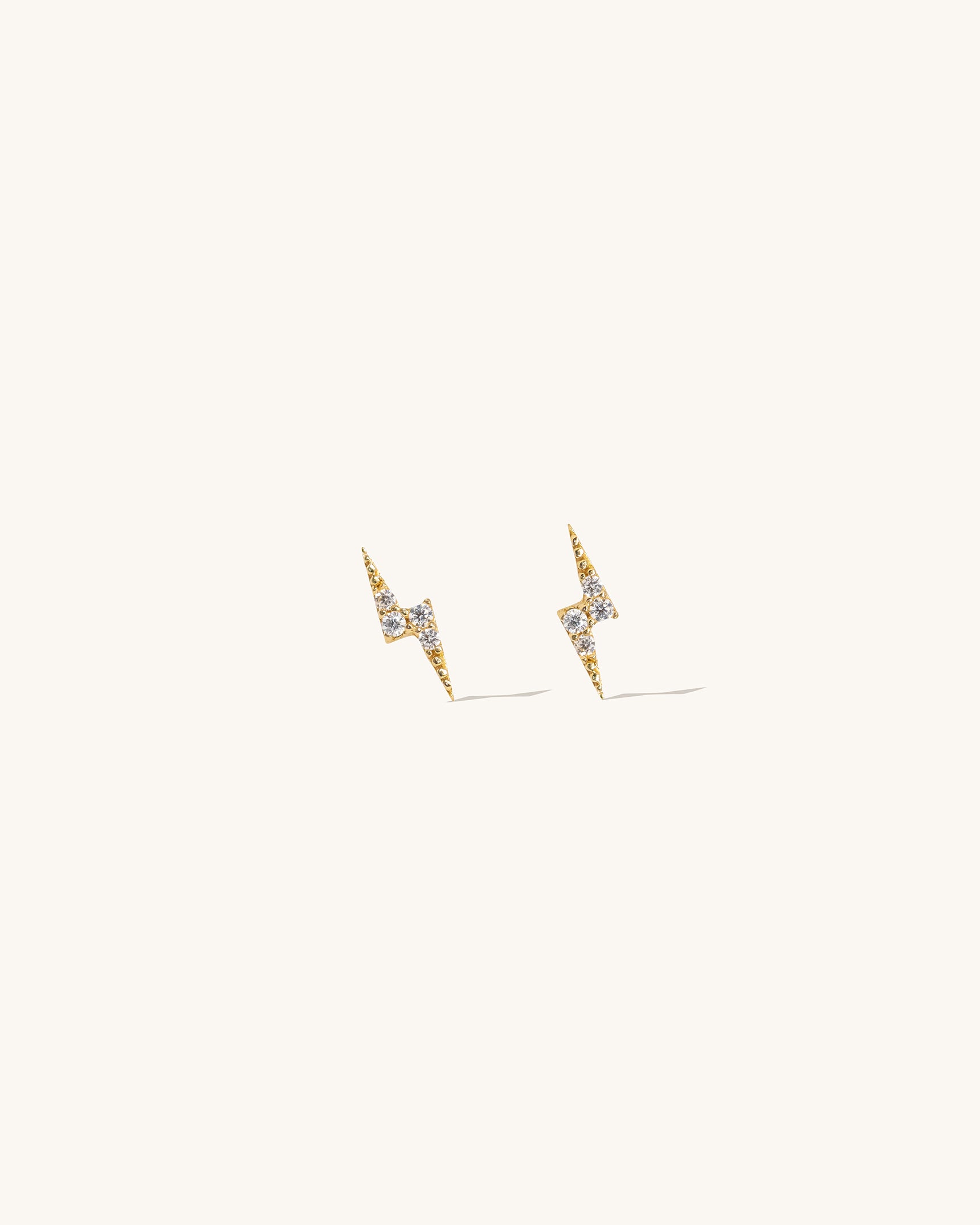 10K Gold Plated Lightning Bolt Stud Earrings for Women - Hypoallergenic Cubic Zirconia Earrings - Perfect for Parties, Gifts & Everyday Wear