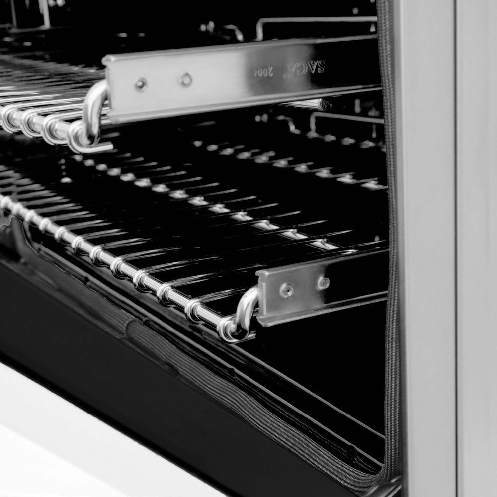 ZLINE 30 Inch 4.0 cu ft Dual Fuel Range - Stainless Steel Gas Stove with 4 Burners & Electric Convection Oven, White Matte Door (RA WM 30) - Perfect for Modern Kitchens & Professional Home Chefs