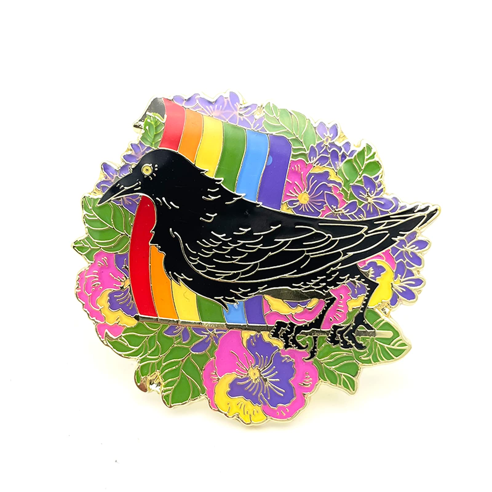 Rainbow Pride LGBTQ+ Accessories Pins - Crow Shape Transgender, Bisexual & Lesbian Flag Enamel Pins - Valentine's Day Gifts for Couples (Perfect for Backpacks, Jackets & Pride Events)