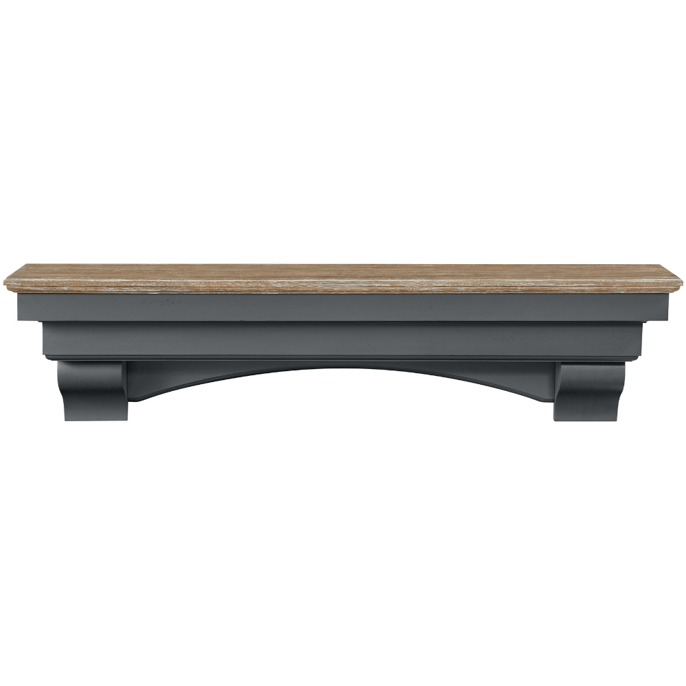Hadley Wood Mantel Shelf with Rustic Chalk Wash Top - Handcrafted Pearl Mantels for Fireplace Decor | Perfect for Farmhouse, Rustic & Traditional Home Interiors