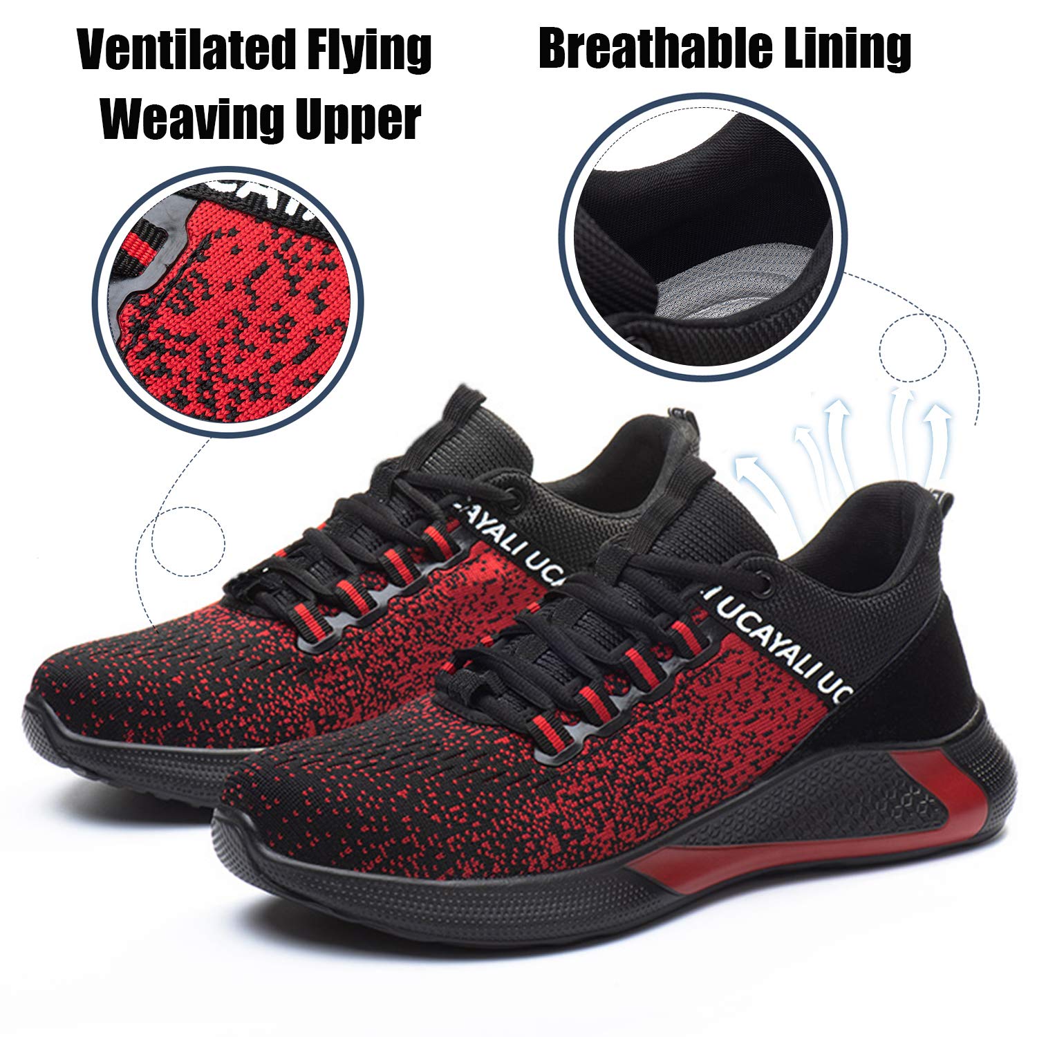 UCAYALI Steel Toe Work Shoes for Men & Women - Lightweight Breathable Safety Sneakers with Mesh Construction for Construction, Warehouse & Industrial Work