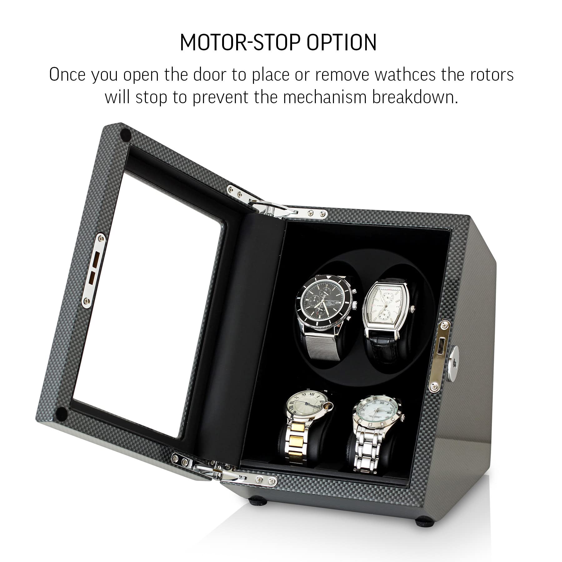 Premium Double Watch Winder with 2 Storage Slots - Automatic Watch Display Case with Quiet Motor & Battery/USB Power Options - Perfect for Watch Collectors & Luxury Watch Storage at Home/Office