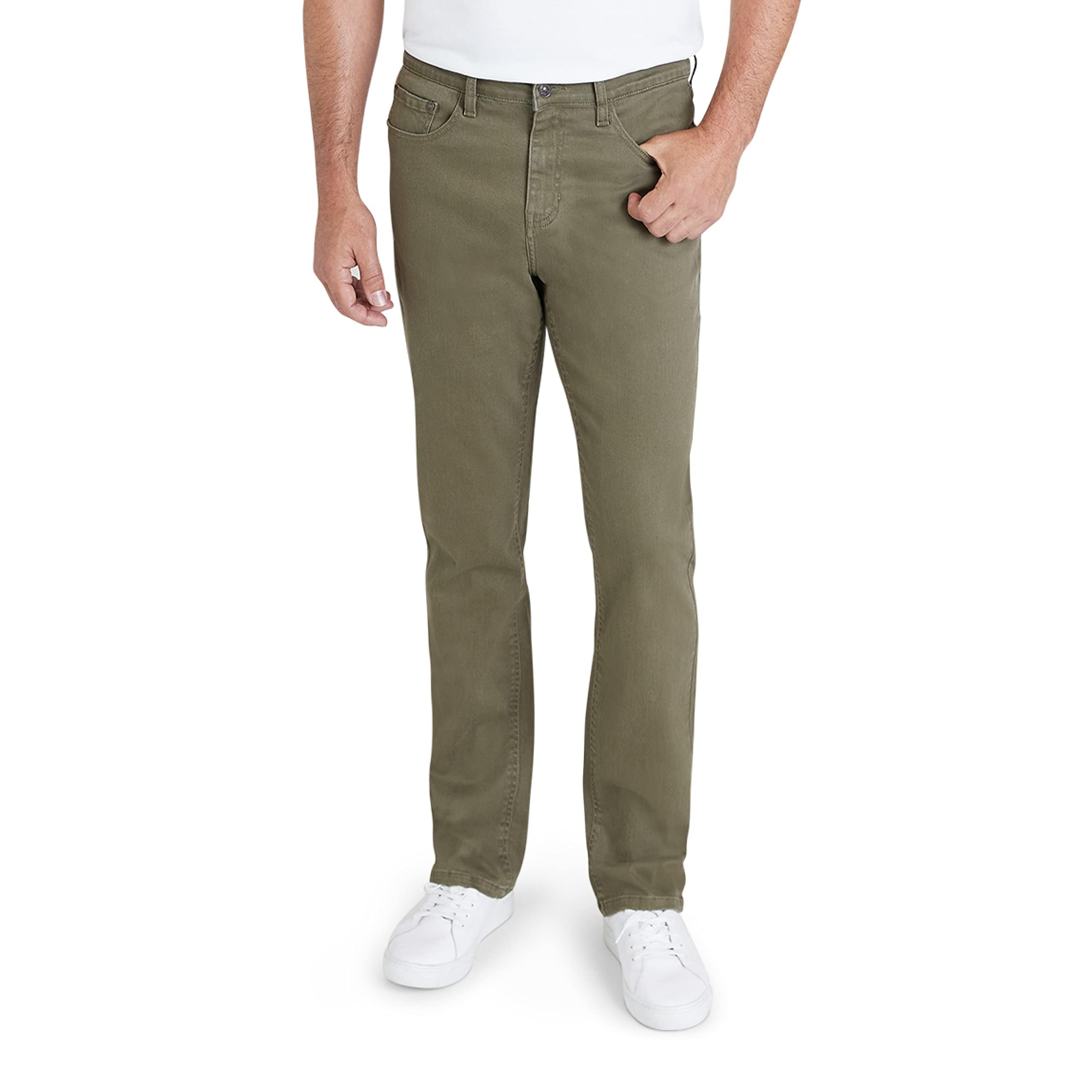 IZOD Men's Relaxed Fit Jeans - Classic 5-Pocket Comfort Stretch Denim - Straight Leg Casual Work Pants for Men | Durable & Comfortable for Everyday Wear, Office & Outdoor Activities