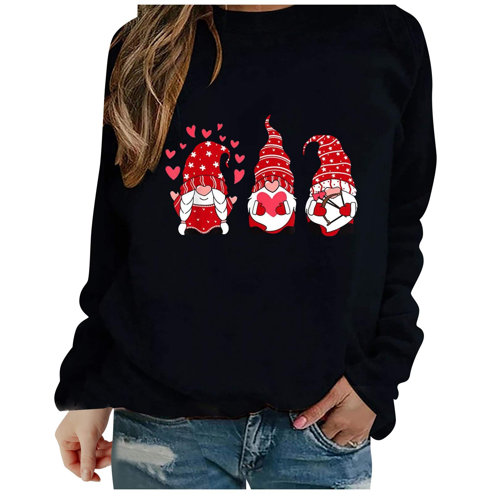 Women's Love Heart Graphic T-Shirt - Casual Long Sleeve Valentine's Day Tee for Women | Perfect for Date Nights, Gifts & Romantic Occasions