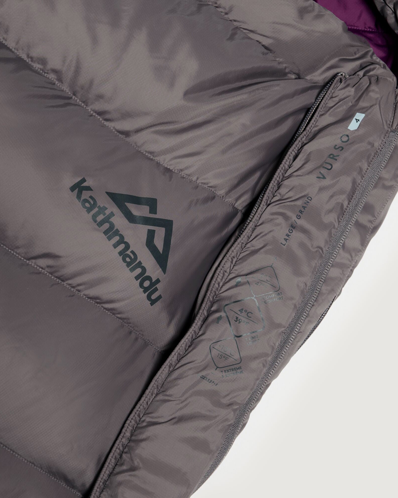 Vurso 4°C Lightweight Large Sleeping Bag for Camping & Hiking - Light Quartz/Red Earth - Perfect for Backpacking, Outdoor Adventures & Cold Weather Survival