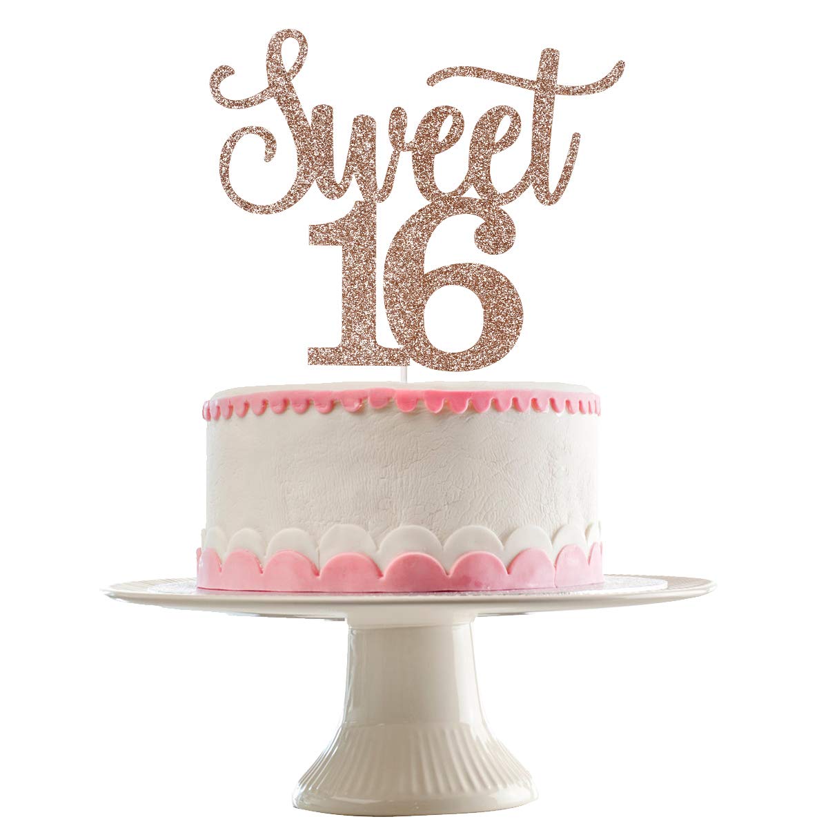 Rose Gold Glitter Sweet 16 Cake Topper - Elegant 16th Birthday Cake Decorations for Girls, Party Supplies | Perfect for Sweet 16 Celebrations, Birthday Cakes & Milestone Decor
