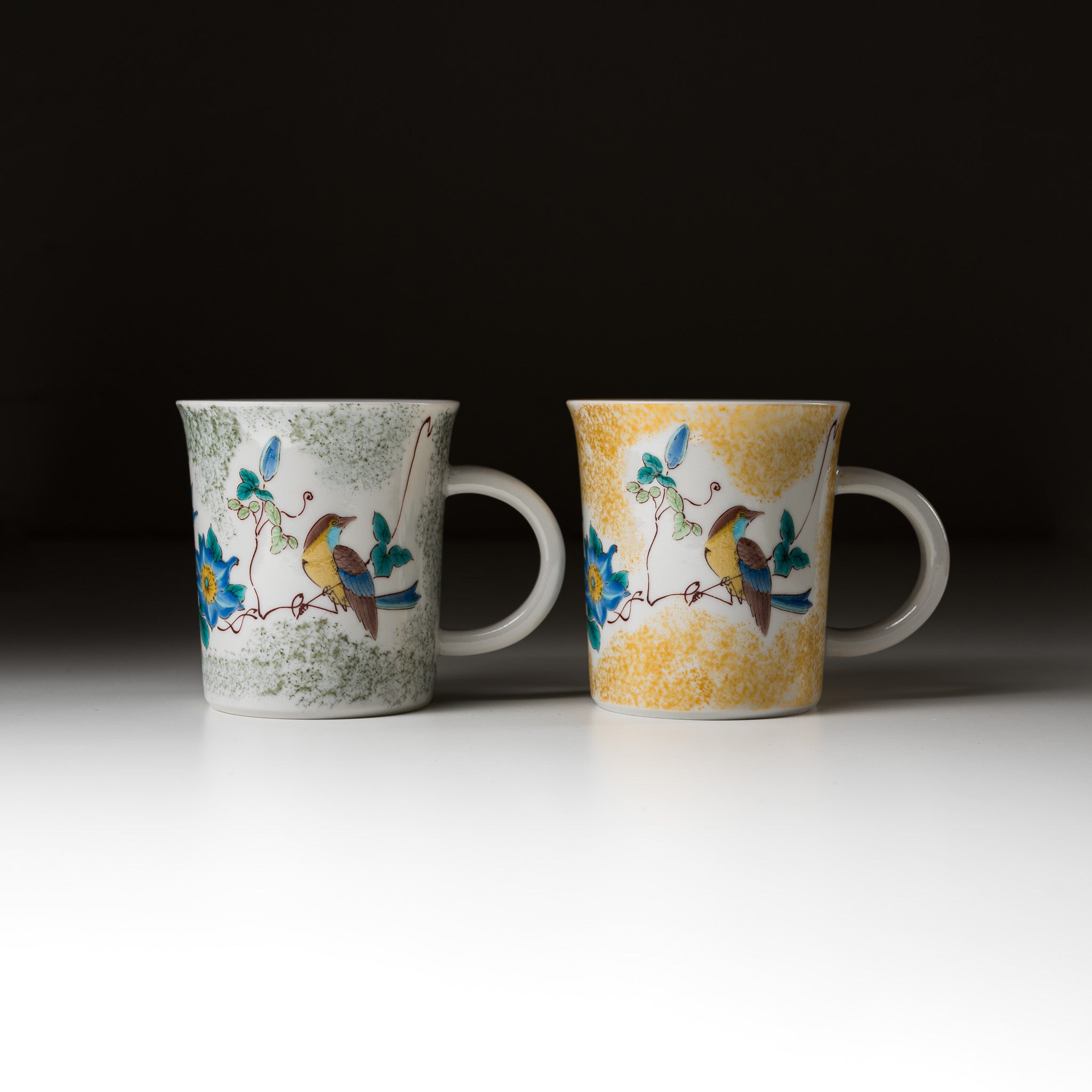 Kutani Ware Pair Mug Cup - Japanese Traditional Hand-Painted Ceramic Tea Cups for Coffee & Tea - Perfect for Couples, Gift Giving & Home Decor