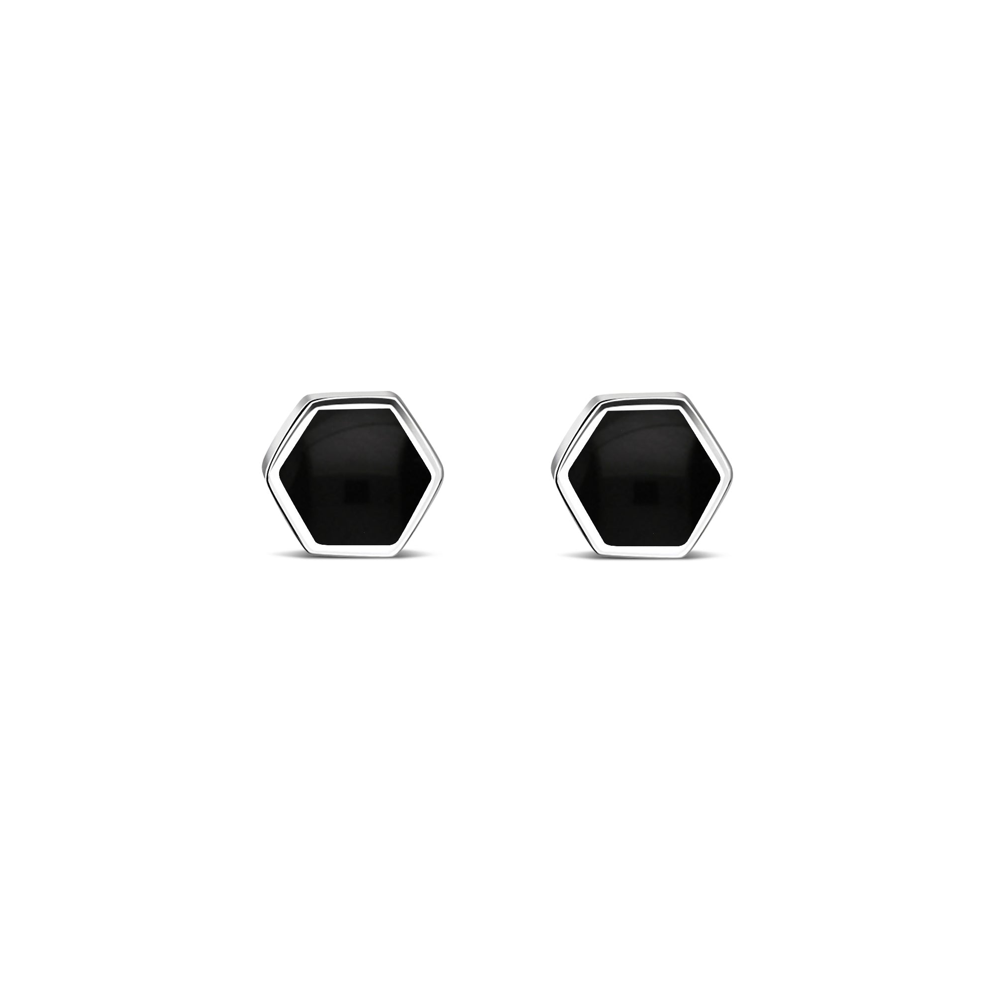 Sterling Silver Whitby Jet Hexagon Stud Earrings for Women – Elegant Gothic Jewelry for Everyday Wear & Special Occasions