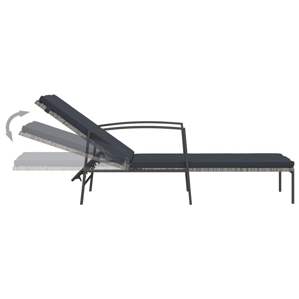 2-Piece Sun Lounger Set with Side Table - Adjustable High Back Poly Rattan Outdoor Furniture with Comfortable Cushions & Powder-Coated Steel Frame - Perfect for Garden, Patio, Poolside & Backyard Relaxation