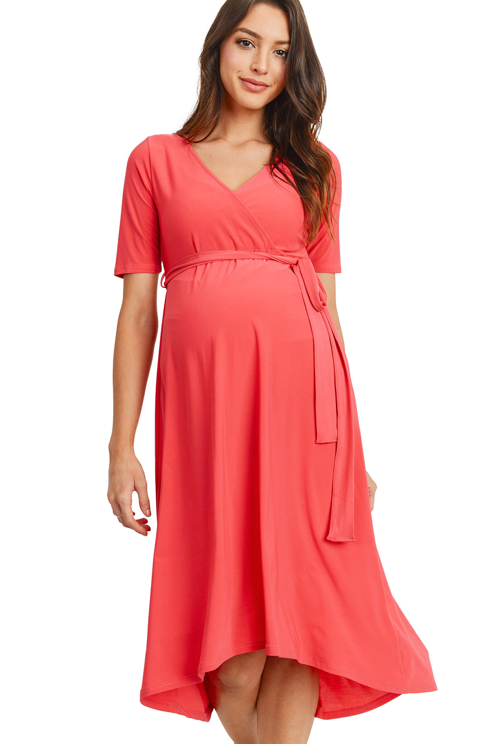Stylish Women's Maternity Wrap Dress - Mid-Length with Adjustable Waist Belt | Perfect for Pregnancy, Nursing & Special Occasions