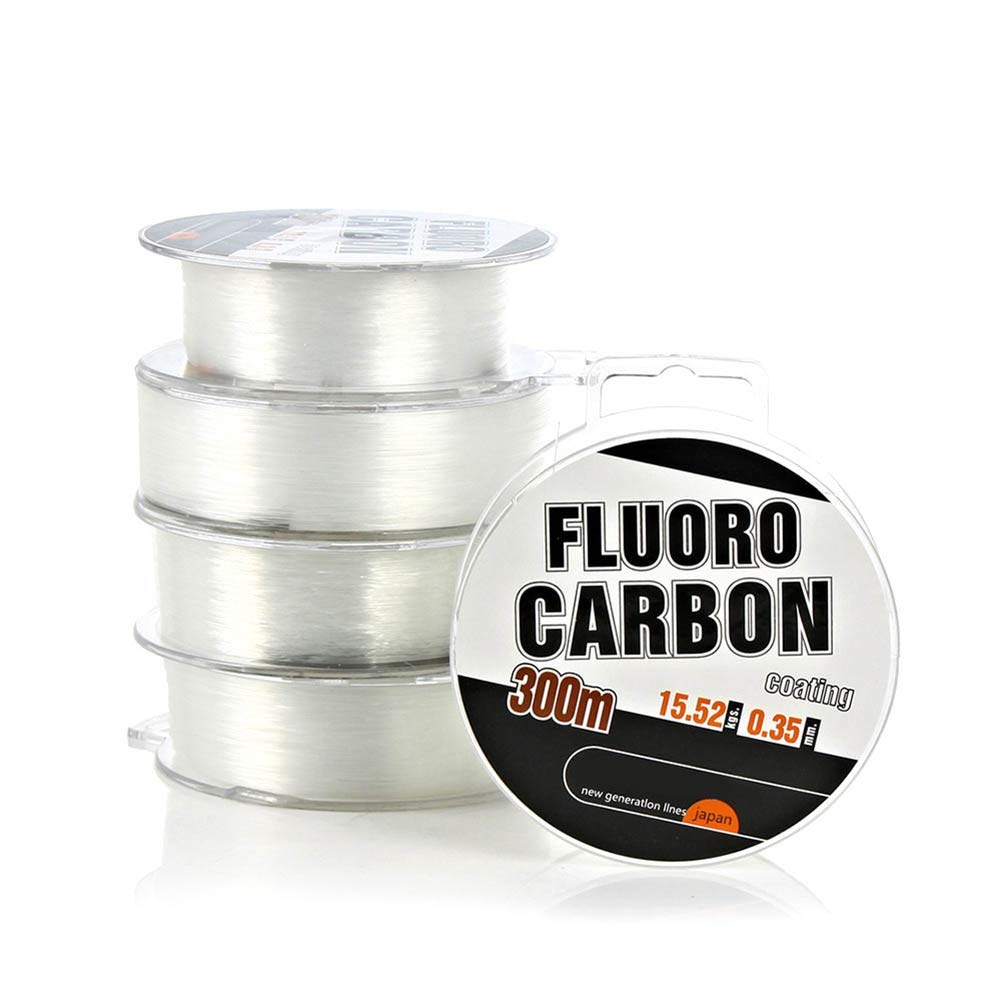 BREEZEY 300m Strong Fluorocarbon Coated Monofilament Fishing Leader Line - Super Power Saltwater & Freshwater Fishing Line for Bass, Trout, Catfish | Ideal for Deep Sea, Lake & River Fishing