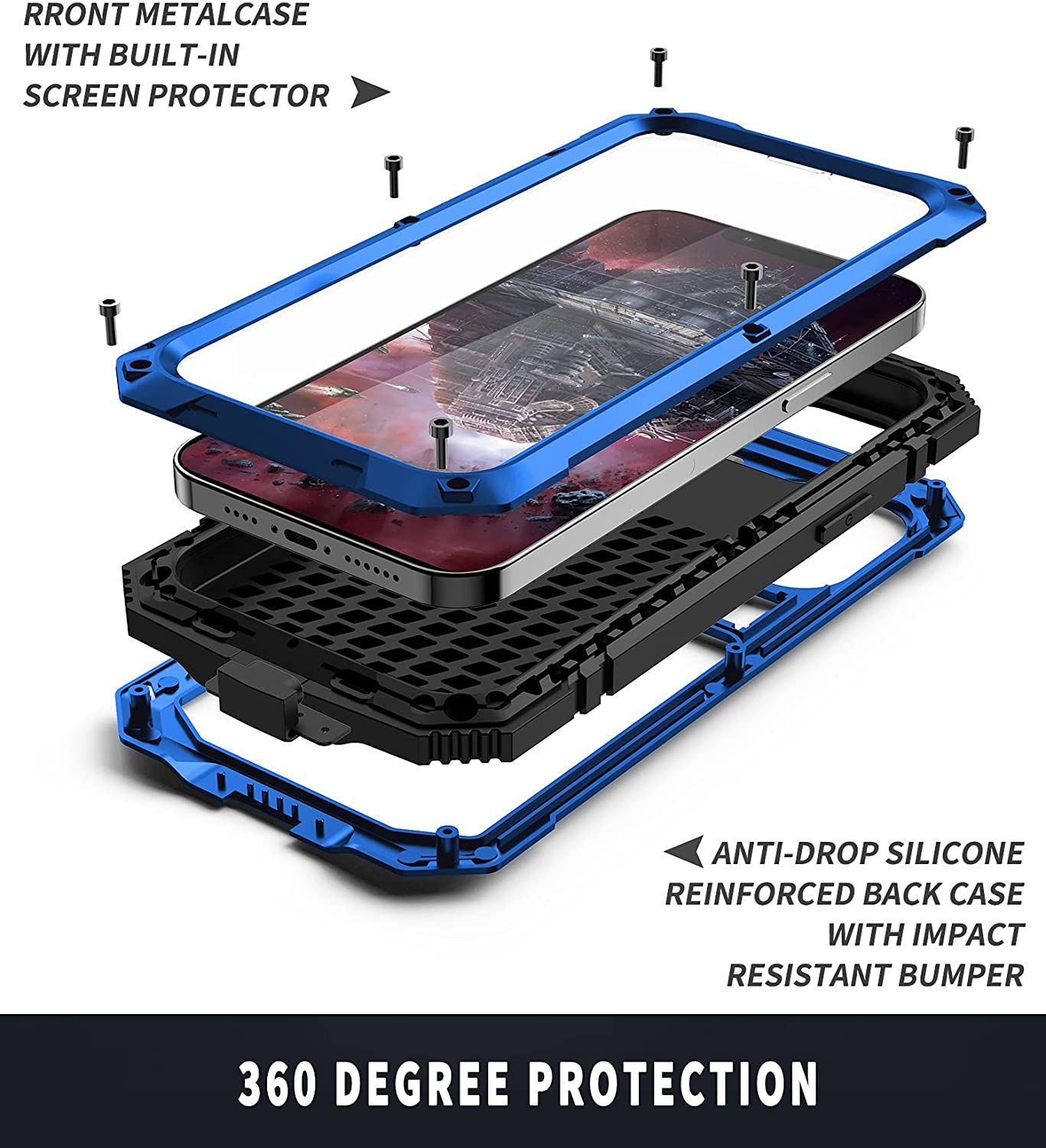 Premium iPhone 14 Pro Max Aluminum Case with Kickstand - Shockproof & Slim Protective Cover | Perfect for Work, Travel & Outdoor Activities