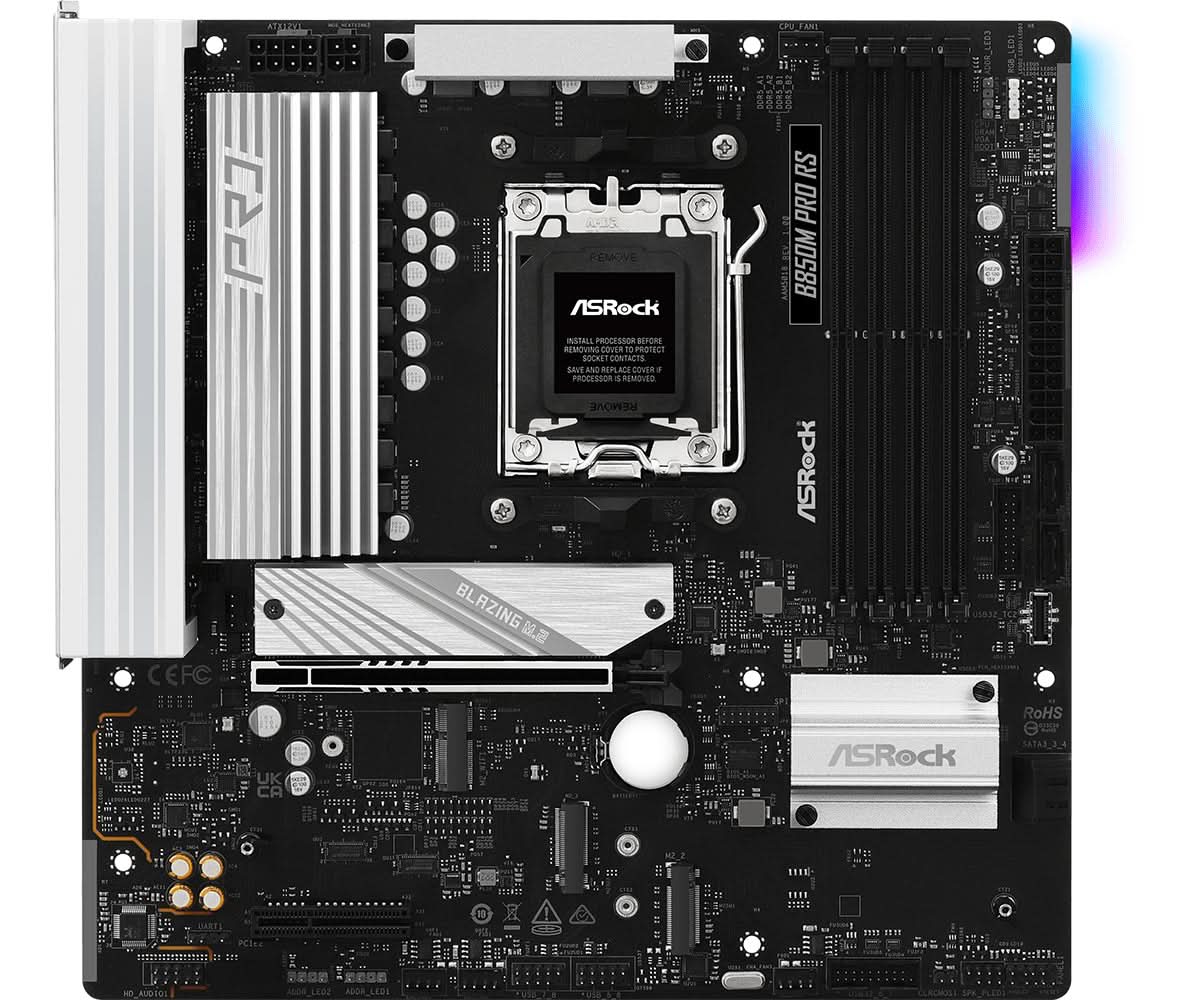 ASRock B850M Pro RS AMD B850 Socket AM5 Micro ATX Motherboard - Perfect for Gaming PCs, Workstations & Home Office Setups