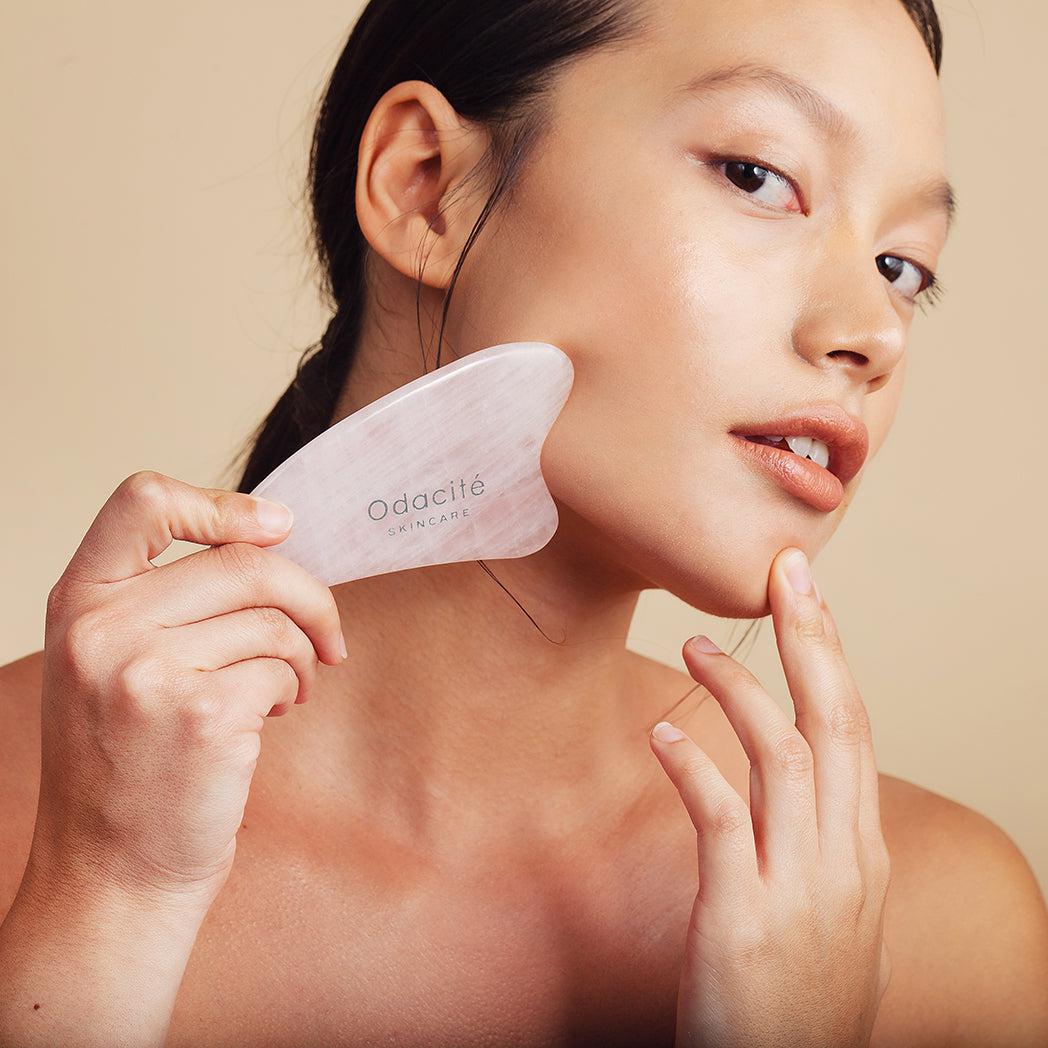 Rose Quartz Gua Sha Stone - Natural Crystal Facial Massage Tool for Glowing Skin | Relaxation & Anti-Aging Skincare Routine | Perfect for Home Spa & Self-Care