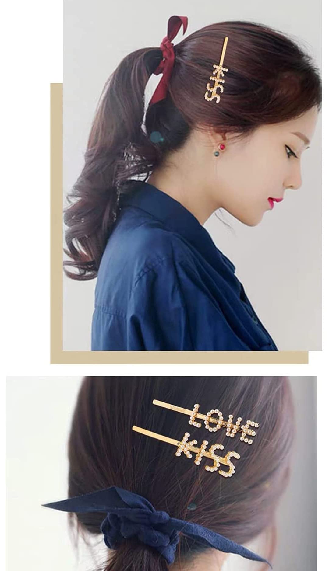HOMEMATES Korean Style Pearl Hair Clips for Women - Large Pearl Hair Pins Barrette, Fashion Hair Accessories for Girls & Women (Pack of 6) - Perfect for Weddings, Parties & Everyday Elegant Hairstyles