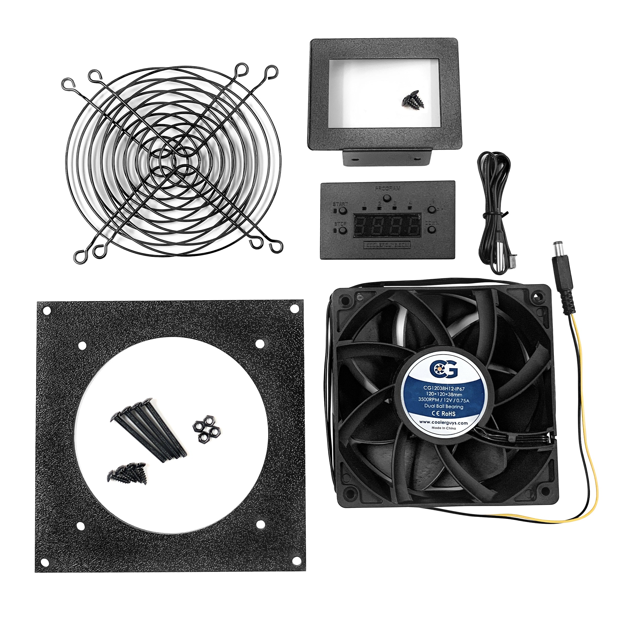 12V DC IP67 Waterproof Cooling Fan Kit for RV, Boat, and Marine Use - 120mm Single Fan for Ventilation & Airflow - Perfect for Outdoor Adventures & Off-Grid Living