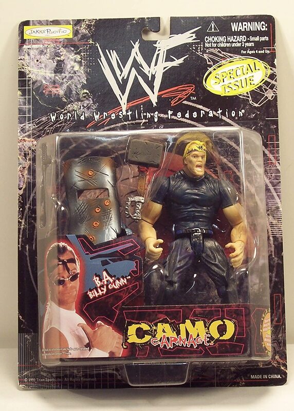 1999 WWF Jakks Pacific Camo Carnage Special Edition B.A. Billy Gunn Wrestling Action Figure - Collectible Vintage Toy for Wrestling Fans & Nostalgic Display