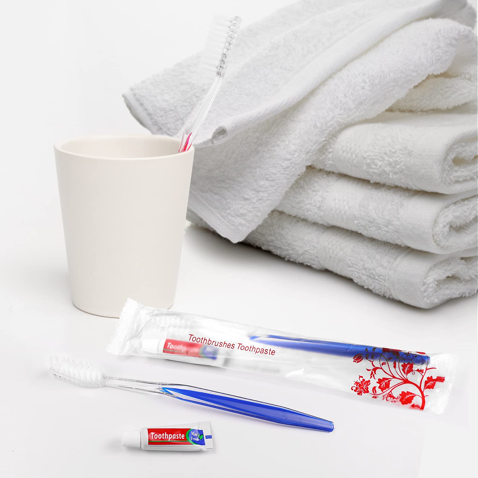 100Pcs Disposable Travel Toothbrush Kit with Toothpaste - Individually Wrapped for Nursing Homes, Hotels & Charity | Portable Oral Care for Camping, Airplane & Emergency Kits