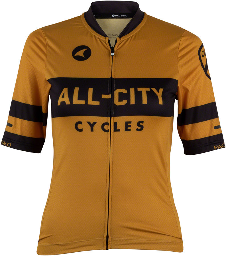 All City Classic Logowear Women's Jersey - Mustard Brown & Black - Large Size - Perfect for Cycling, Workouts & Casual Streetwear