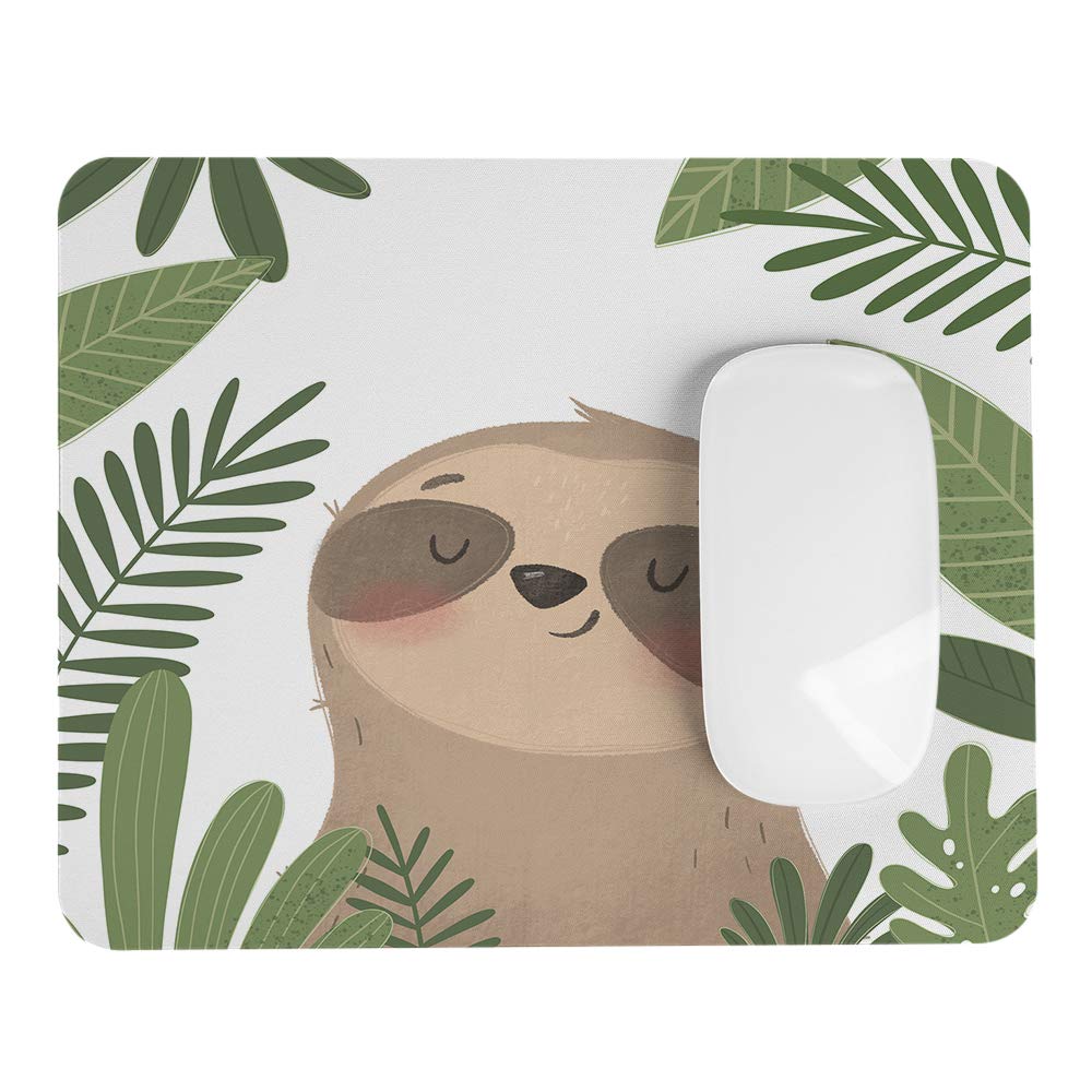 Adorable Sloth Mouse Pad with Tropical Leaves Design - Non-Slip Rubber Base for Computer & Laptop - Perfect for Office, Gaming & Home Workspace Decor