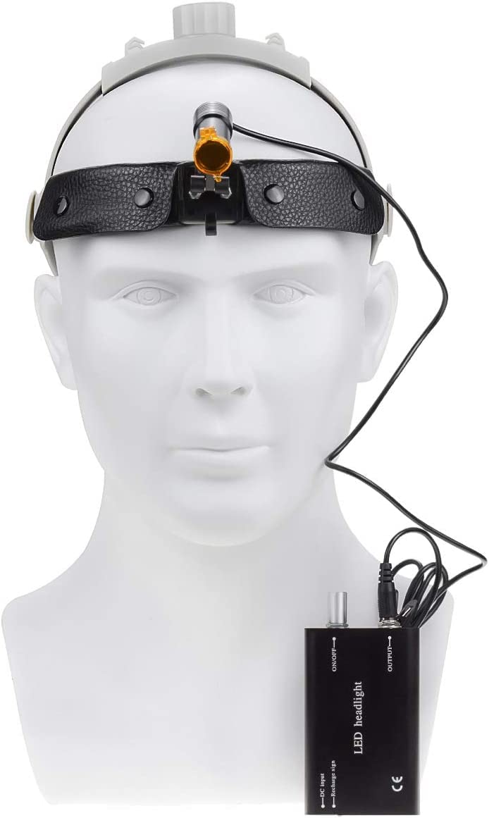 5W Portable LED Surgical Headlight - Adjustable Square Beam Headlamp with Optical Filter, Belt Clip & Battery - Perfect for Medical Procedures, Dental Work, and Detailed Repair Tasks