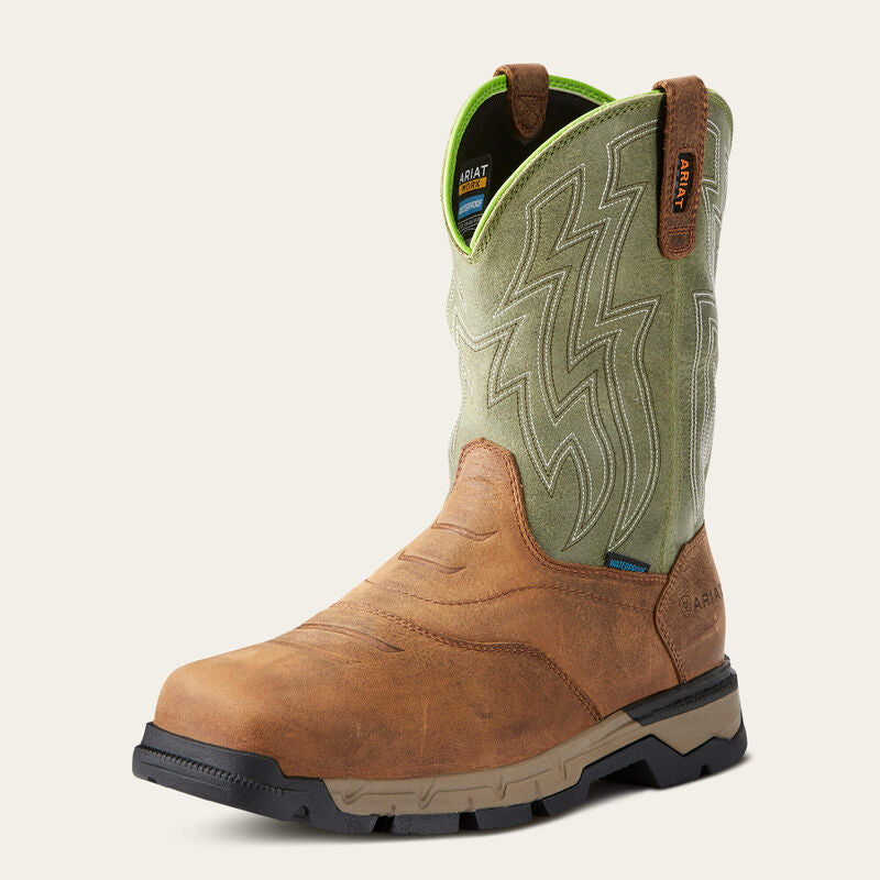 Rebar Flex Western Waterproof Work Boots for Men - Durable Steel Toe Construction & Slip-Resistant Outsole - Ideal for Construction, Ranch Work & Outdoor Labor