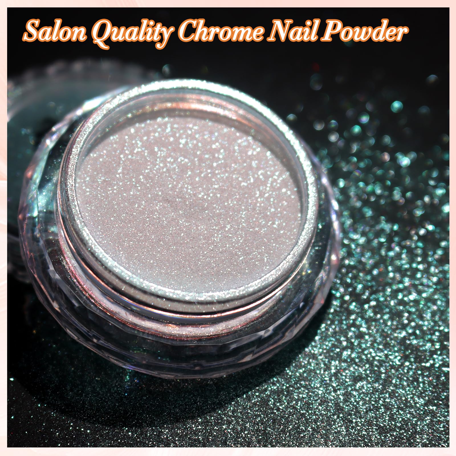 Unicorn Chrome Nail Powder - Aurora Mermaid Pearlescent Pigment for DIY Nail Art, Manicure & Salon Glitter Decorations | Perfect for Winter Snow Nail Designs & Holiday Party Nail Art