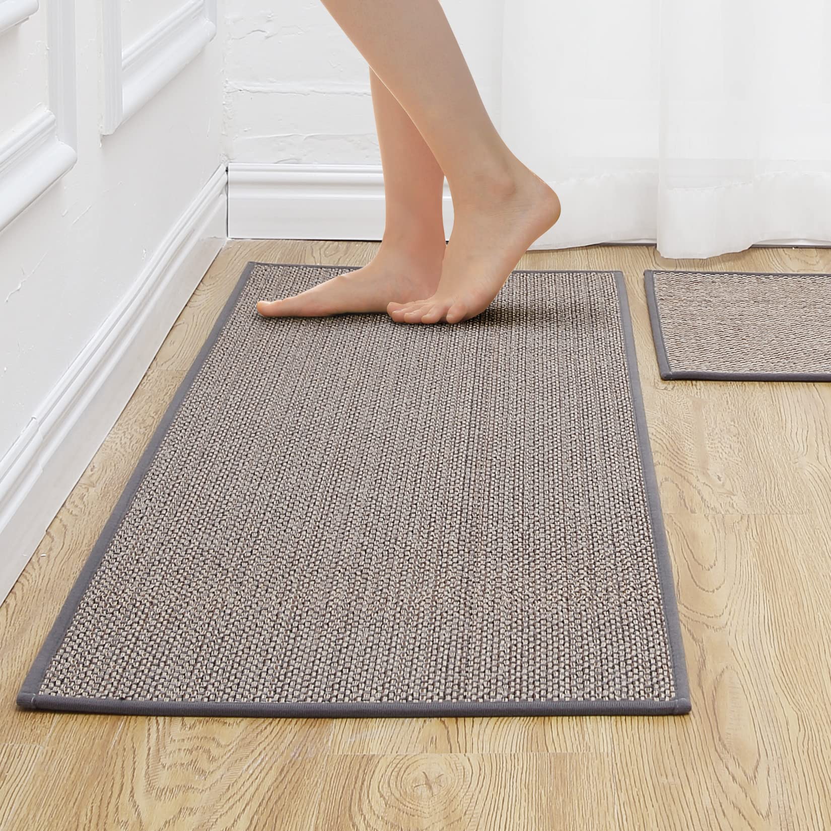 CAROMIO Non-Skid Kitchen Mat Set - Farmhouse Washable Rugs for Sink & Laundry Room
