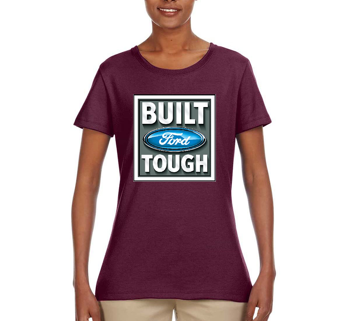 Official Ford Mustang Shelby Licensed Graphic T-Shirt for Women | Built Ford Tough Classic Cars & Trucks Logo | Casual Wear & Car Enthusiast Gift