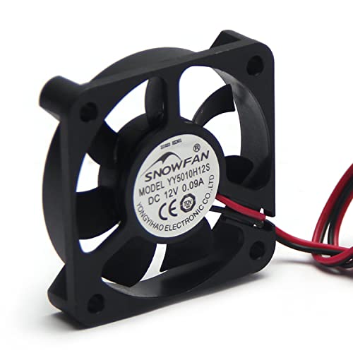 Fielect 12V Brushless DC Cooling Fan 50x50x10mm - Mini Long Life Sleeve Bearing Computer Case Fan 0.09A (1Pcs) - Ideal for PC Cooling, Electronics, and DIY Projects