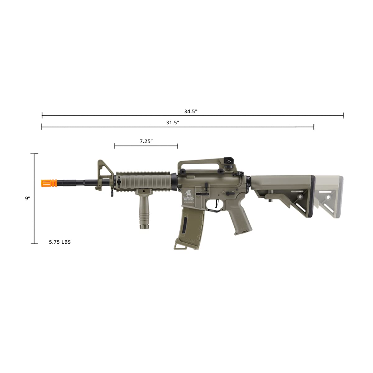 Lancer Tactical Gen 3 M4 SopMod Airsoft AEG Rifle - Programmable Electric Full/Semi-Auto Airsoft Gun for Tactical Training & Competitive Shooting | Outdoor & Indoor Airsoft Battles