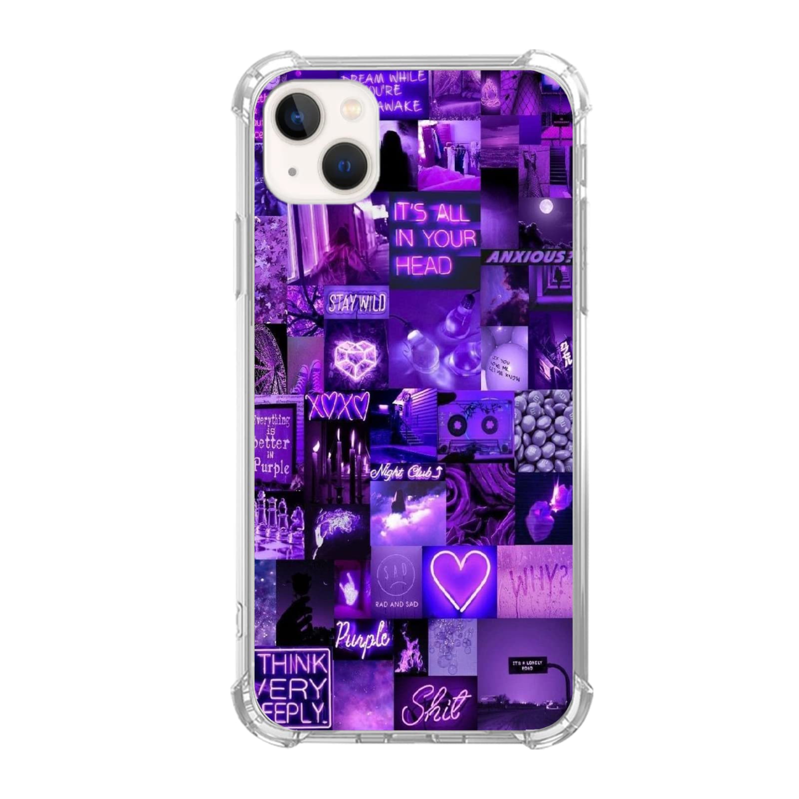 Trendy Aesthetic Purple Collage iPhone 13 Case - Soft TPU Bumper Phone Cover with Unique Design for Men & Women | Perfect for Daily Use, Work & Travel Protection