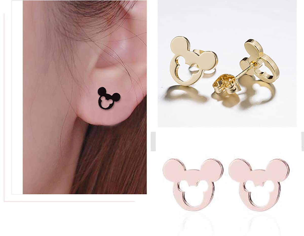 Rose Gold Stainless Steel Minimalist Geometric Stud Earrings for Women & Girls – Small Cartilage Stud Earrings Set, Hypoallergenic Surgical Steel Jewelry, Perfect Birthday Gift & Fashion Accessory for Everyday Wear, Parties & Special Occasions