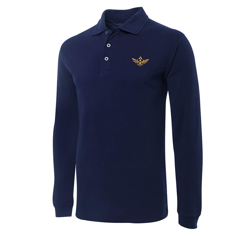 Lexiu Yibai Men's The Legend of Zelda Embroidered Polo Shirt - Long Sleeve Gaming Graphic Tee for Casual Wear & Cosplay