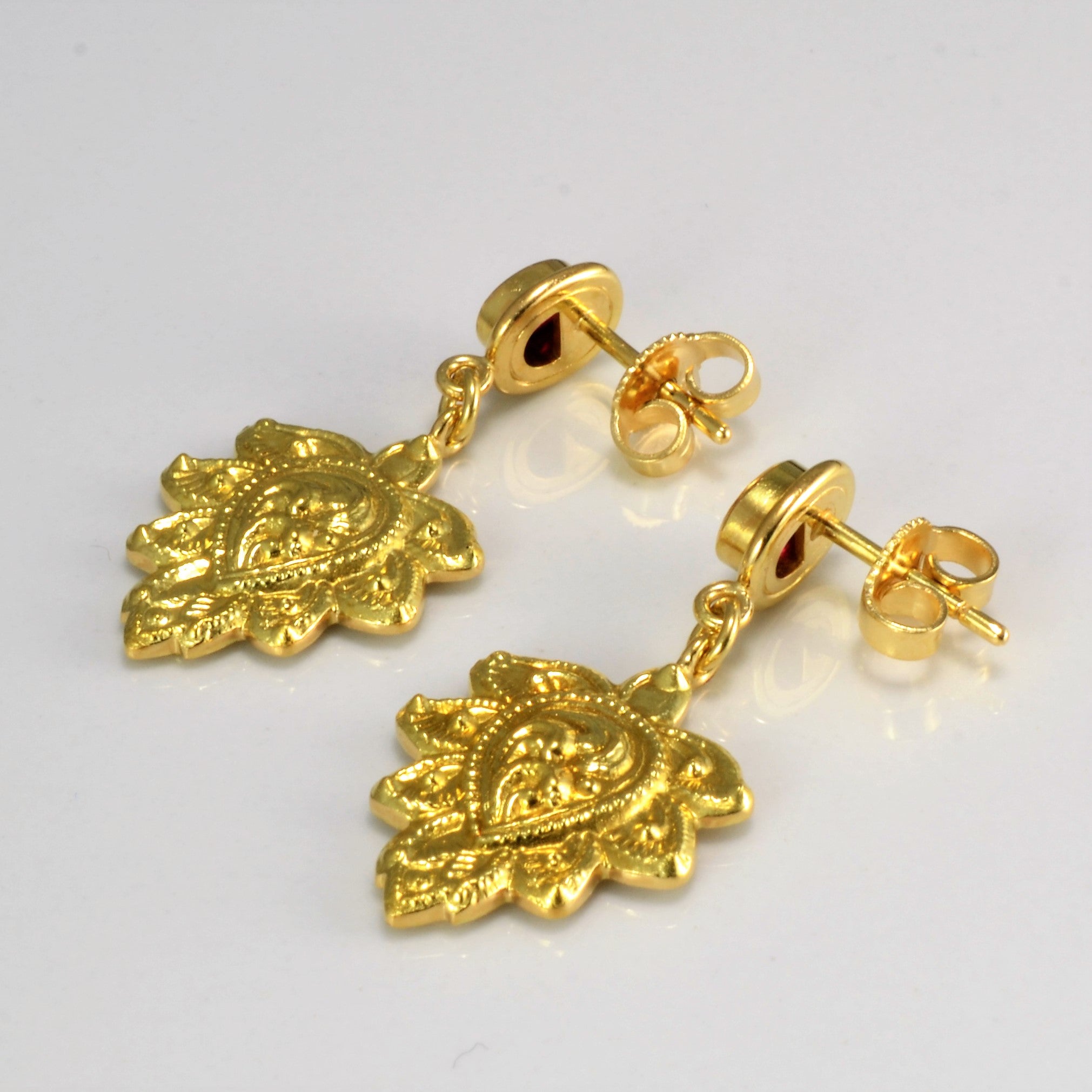 Exquisite Ruby Dangle Earrings for Women - 14K Gold Plated Elegant Drop Earrings - Perfect for Weddings, Parties & Special Occasions