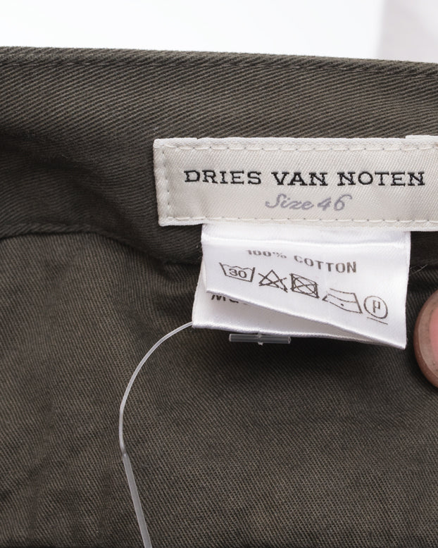 Dries Van Noten Perrish Skirted Cargo Pants in Khaki Green - Size 30 | Stylish Women's Utility Pants for Casual Wear & Outdoor Adventures