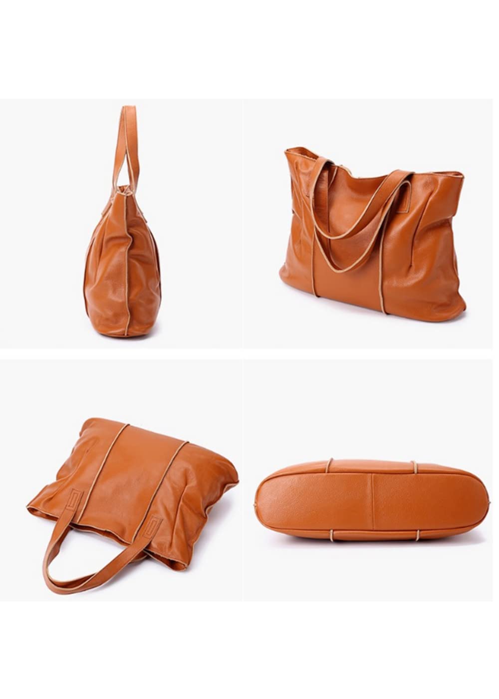 Genuine Leather Tote Bag for Women - Large Capacity Lychee Pattern Shoulder Bag - Perfect for Work, Travel & Everyday Use