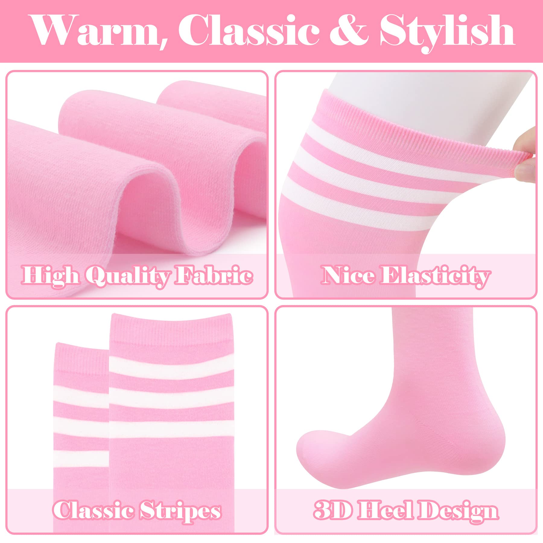 Women's Thigh High Socks - Striped Over The Knee Stockings | Long Tube Socks for Fall & Winter Fashion | Perfect for Boots, Dresses & Casual Outfits
