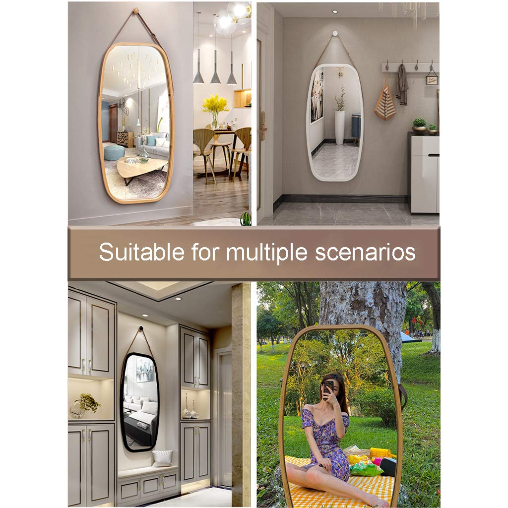 Full-Length Wall Mirror with Bamboo Frame - 43x74cm Dressing Mirror for Bedroom & Living Room - Elegant Home Decor & Functional Entryway Mirror for Daily Outfit Checks & Space Enhancement