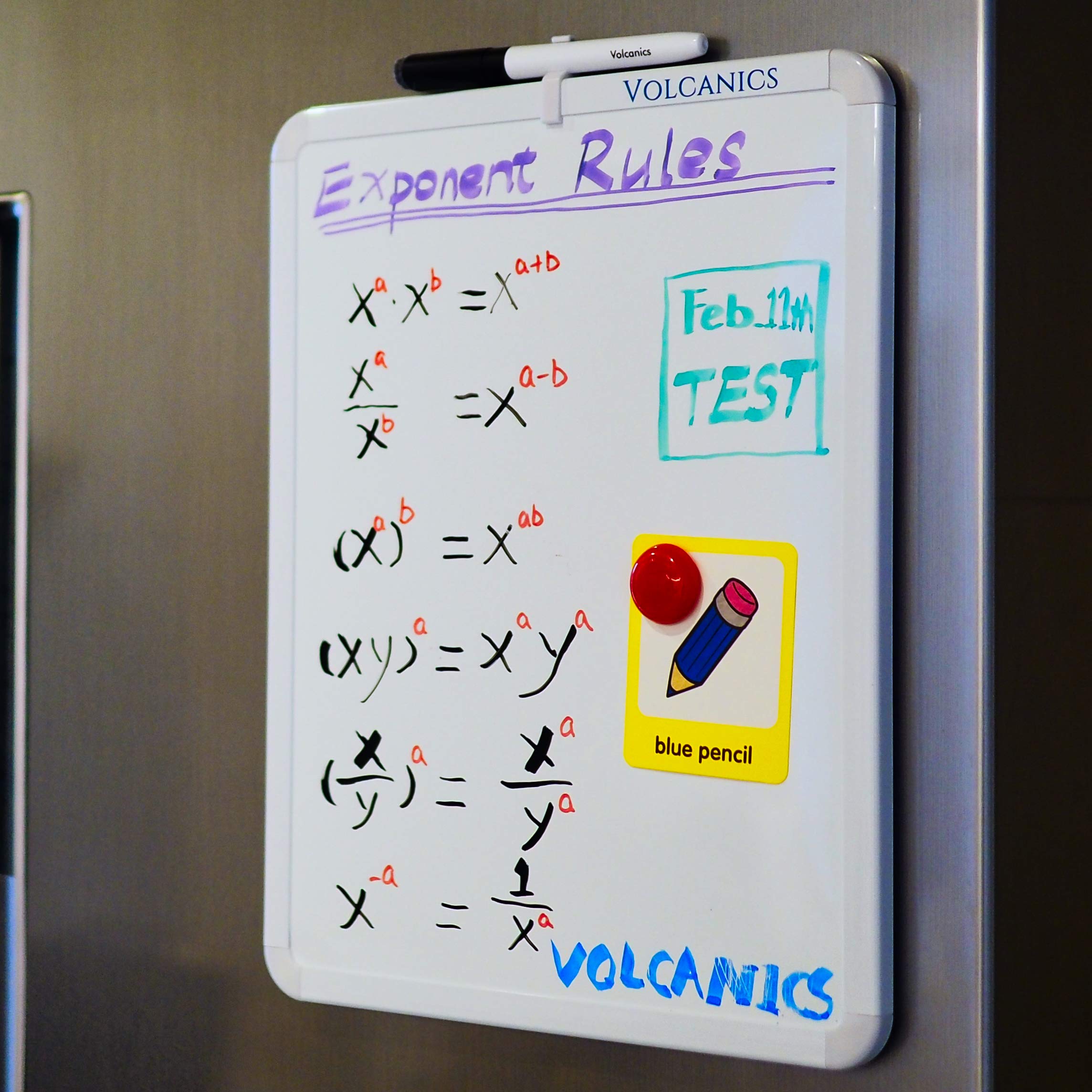 Volcanics 14” x 11” Dry Erase Board - Small Whiteboard for Kids & Adults with Black Dry Erase Marker - Perfect for Home, Office, School & Locker Organization - Mini Whiteboard for Notes, Reminders & Learning Activities