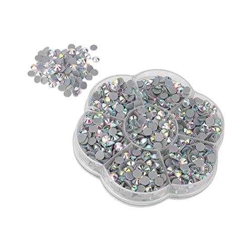 Hotfix Rhinestones - White AB Glass DIY Nail Art Supplies for Nails, Phone Cases & Bags | Lightweight Decorative Gems for Crafting, Fashion Accessories & DIY Projects (JM201)